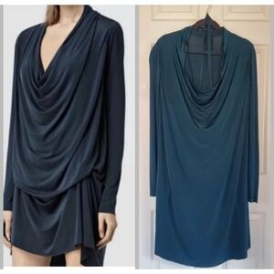 NWT AllSaints Blue Amei Dress Inner Strap Adjustable Length Long Sleeve SZ XS